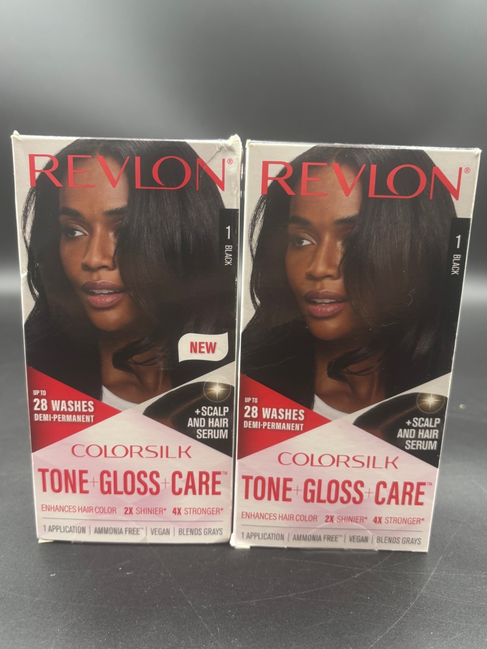 (2) Revlon Colorsilk Tone Gloss Care Demi Permanent Hair Color #1 Black